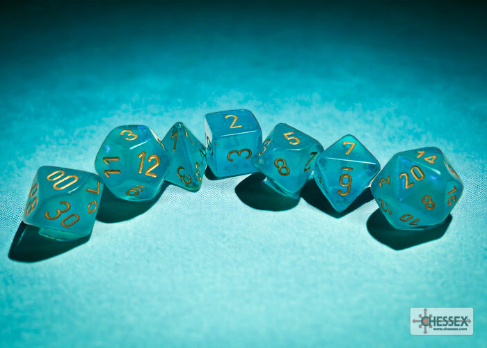 Chessex Dice Borealis Polyhedral 7-Dice Set-Sky Blue/White Luminary-Chessex-Ace Cards &amp; Collectibles