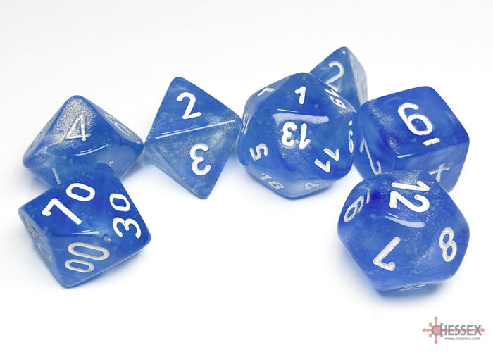 Chessex Dice Borealis Polyhedral 7-Dice Set-Sky Blue/White Luminary-Chessex-Ace Cards &amp; Collectibles