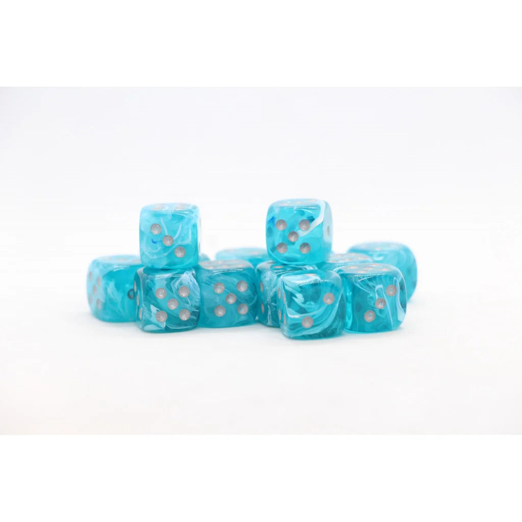 Chessex Dice Cirrus Polyhedral 12mm D6 Dice Set-Aqua/Silver-Chessex-Ace Cards &amp; Collectibles