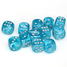 Chessex Dice Cirrus Polyhedral 16mm D6 Dice Set-Aqua/Silver-Chessex-Ace Cards &amp; Collectibles