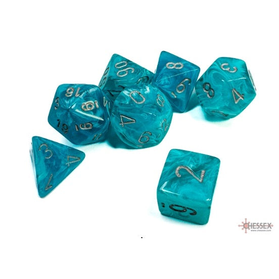 Chessex Dice Cirrus Polyhedral 7-Dice Set-Aqua/Silver-Chessex-Ace Cards & Collectibles