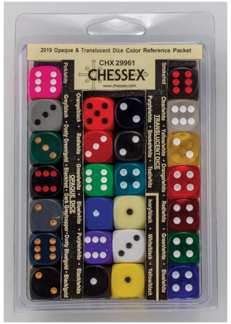 Chessex Dice Color Reference Packet-Opaque &amp; Translucent-Chessex-Ace Cards &amp; Collectibles