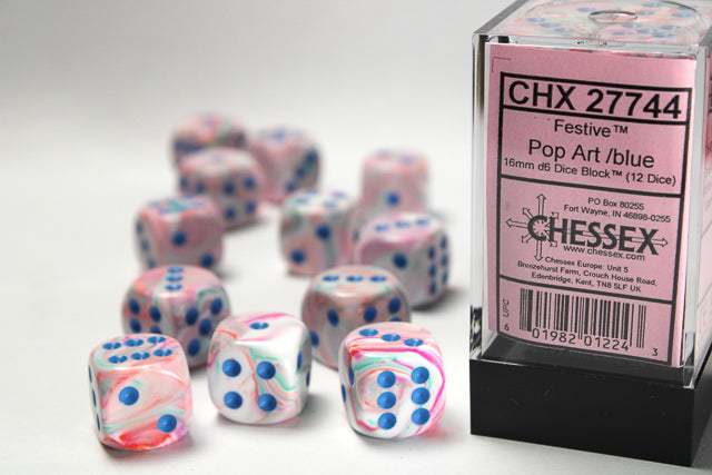 Chessex Dice Festive Polyhedral 16mm D6 Dice Set-Mosaic/Yellow-Chessex-Ace Cards & Collectibles