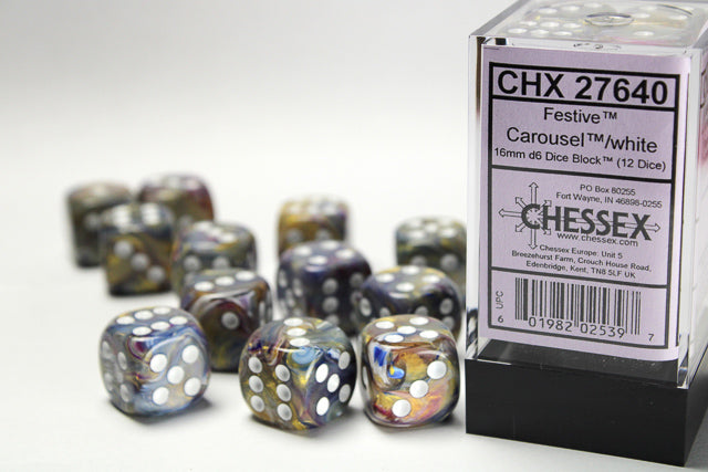 Chessex Dice Festive Polyhedral 16mm D6 Dice Set-Mosaic/Yellow-Chessex-Ace Cards & Collectibles
