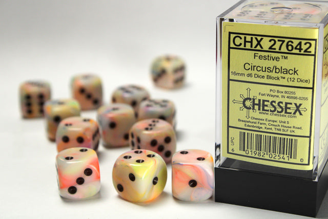Chessex Dice Festive Polyhedral 16mm D6 Dice Set-Mosaic/Yellow-Chessex-Ace Cards & Collectibles