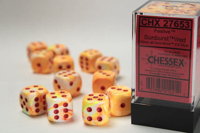 Chessex Dice Festive Polyhedral 16mm D6 Dice Set-Mosaic/Yellow-Chessex-Ace Cards & Collectibles