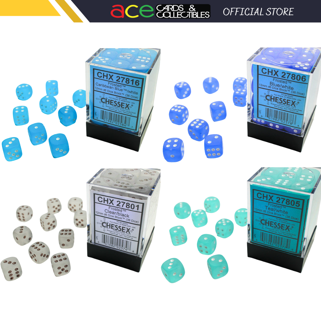 Chessex Dice Frosted Polyhedral 12mm D6 Dice Set-Teal/White-Chessex-Ace Cards &amp; Collectibles