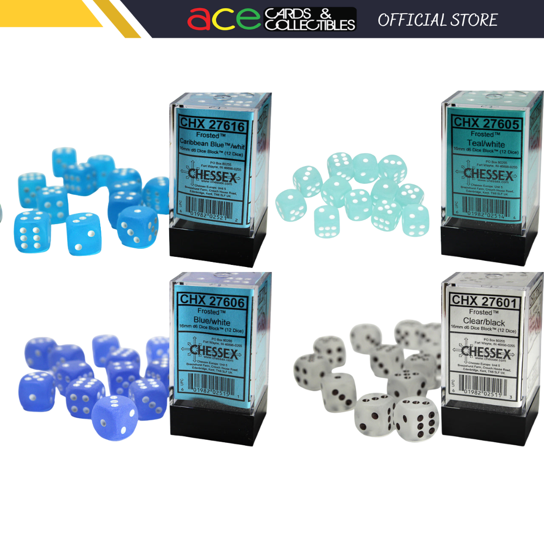 Chessex Dice Frosted Polyhedral 16mm D6 Dice Set-Teal/White-Chessex-Ace Cards &amp; Collectibles