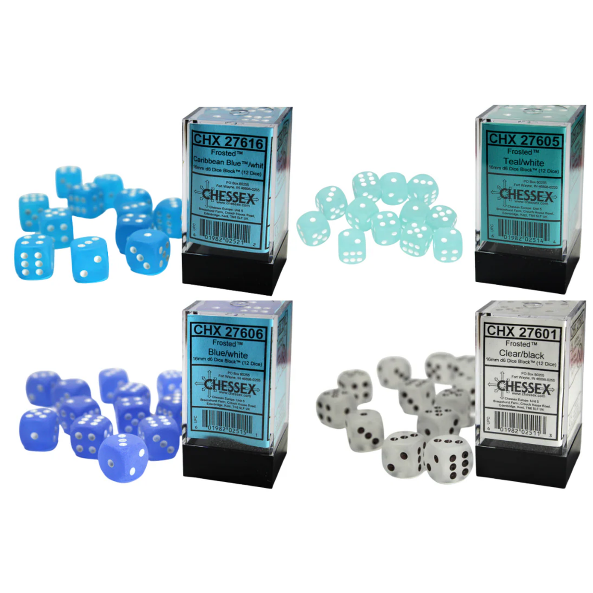 Chessex Dice Frosted Polyhedral 16mm D6 Dice Set-Teal/White-Chessex-Ace Cards & Collectibles