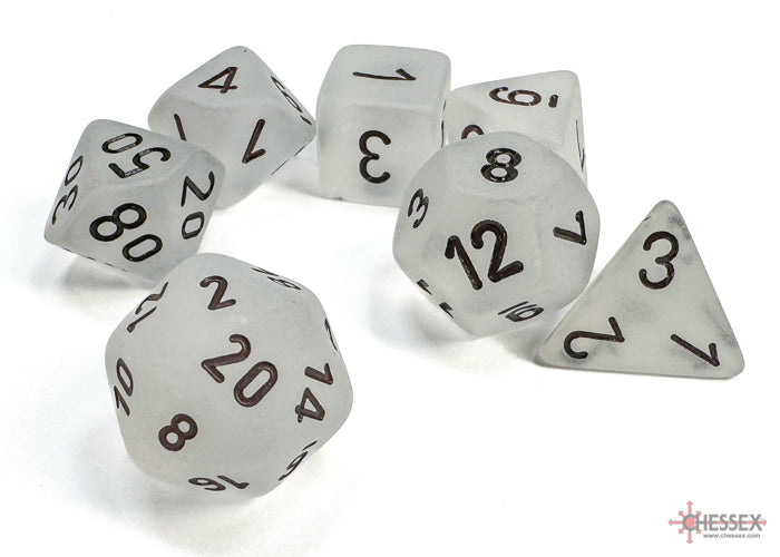 Chessex Dice Frosted Polyhedral 7-Dice Set-Clear/Black-Chessex-Ace Cards &amp; Collectibles