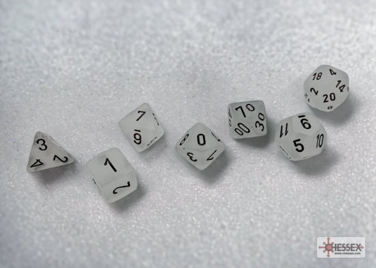 Chessex Dice Frosted Polyhedral 7-Dice Set-Clear/Black-Chessex-Ace Cards &amp; Collectibles