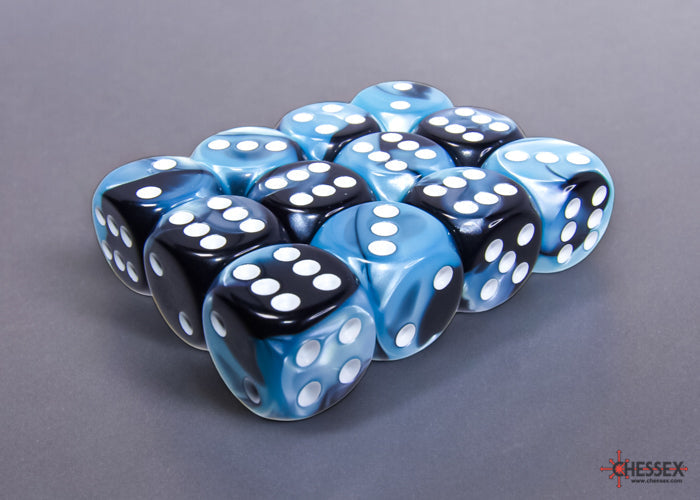 Chessex Dice Gemini Polyhedral 16mm D6 Dice Set-Blue-Gold/White-Chessex-Ace Cards &amp; Collectibles