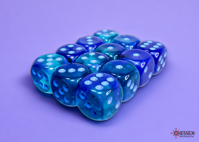 Chessex Dice Gemini Polyhedral 16mm D6 Dice Set-Blue-Gold/White-Chessex-Ace Cards &amp; Collectibles