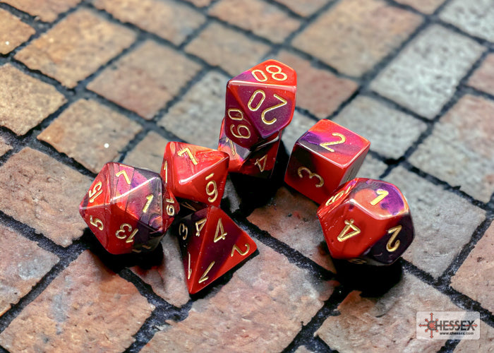 Chessex Dice Gemini Polyhedral 7-Dice Set-Black-Starlight/Red-Chessex-Ace Cards &amp; Collectibles