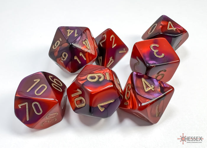 Chessex Dice Gemini Polyhedral 7-Dice Set-Black-Starlight/Red-Chessex-Ace Cards &amp; Collectibles