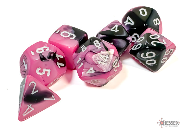 Chessex Dice Gemini Polyhedral 7-Dice Set-Black-Starlight/Red-Chessex-Ace Cards &amp; Collectibles