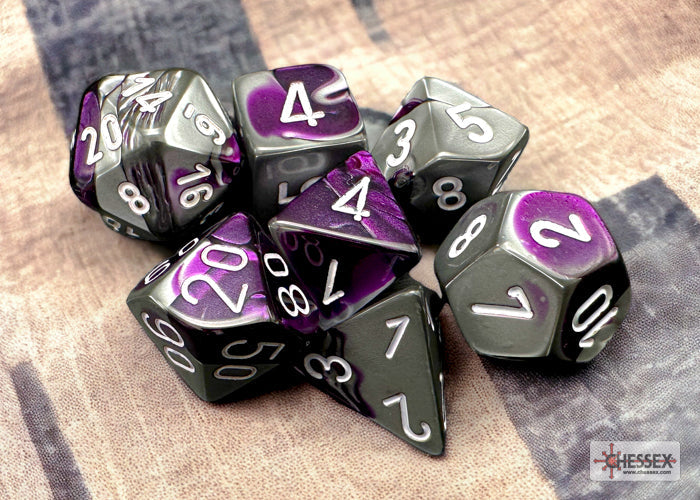 Chessex Dice Gemini Polyhedral 7-Dice Set-Black-Starlight/Red-Chessex-Ace Cards &amp; Collectibles