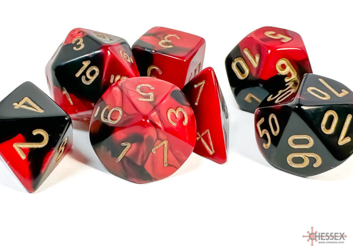 Chessex Dice Gemini Polyhedral 7-Dice Set-Black-Starlight/Red-Chessex-Ace Cards &amp; Collectibles