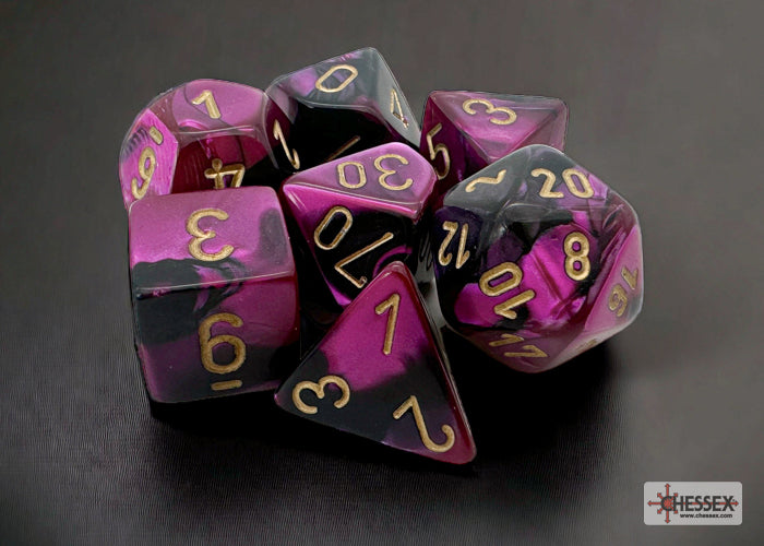 Chessex Dice Gemini Polyhedral 7-Dice Set-Black-Starlight/Red-Chessex-Ace Cards &amp; Collectibles