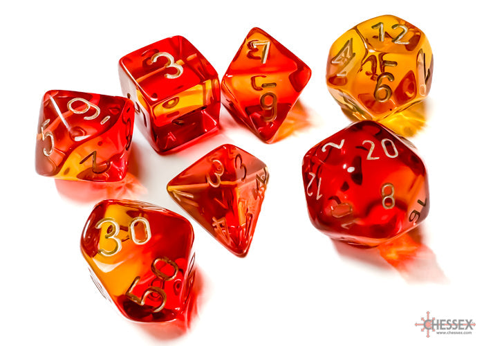 Chessex Dice Gemini Polyhedral 7-Dice Set-Black-Starlight/Red-Chessex-Ace Cards &amp; Collectibles