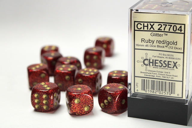Chessex Dice Glitter Polyhedral 16mm D6 Dice Set-Gold/Silver-Chessex-Ace Cards & Collectibles