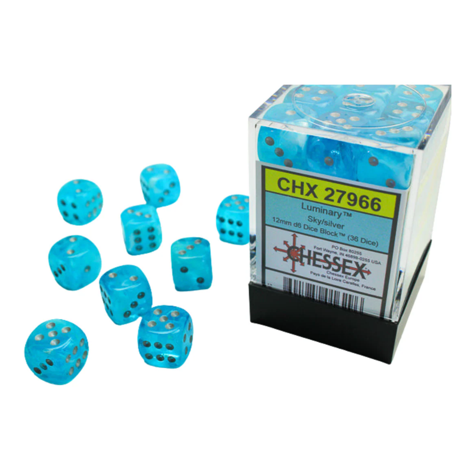 Chessex Dice Luminary Polyhedral 12mm D6 Dice Set-Sky/Silver-Chessex-Ace Cards & Collectibles