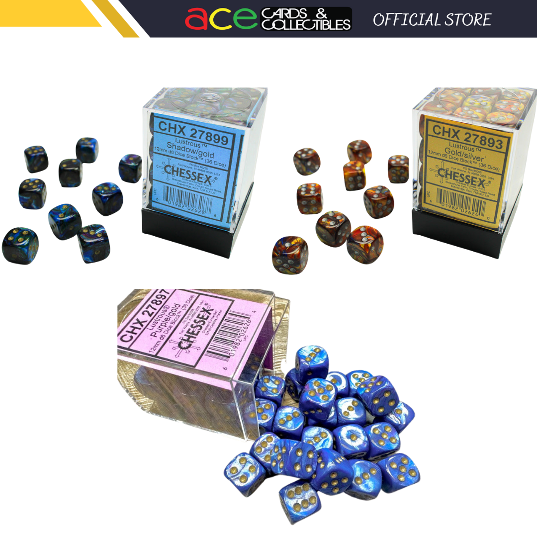 Chessex Dice Lustrous Polyhedral 12mm D6 Dice Set-Gold/Silver-Chessex-Ace Cards &amp; Collectibles