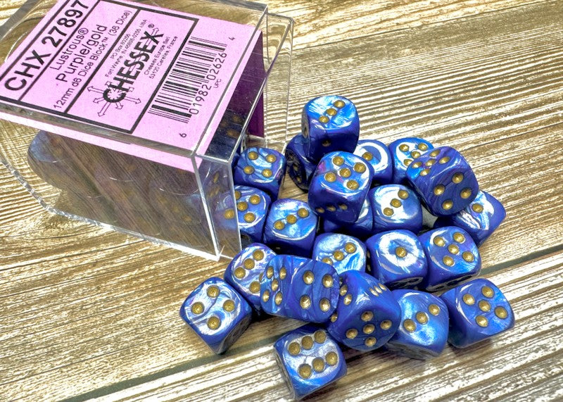 Chessex Dice Lustrous Polyhedral 12mm D6 Dice Set-Purple/Gold-Chessex-Ace Cards &amp; Collectibles