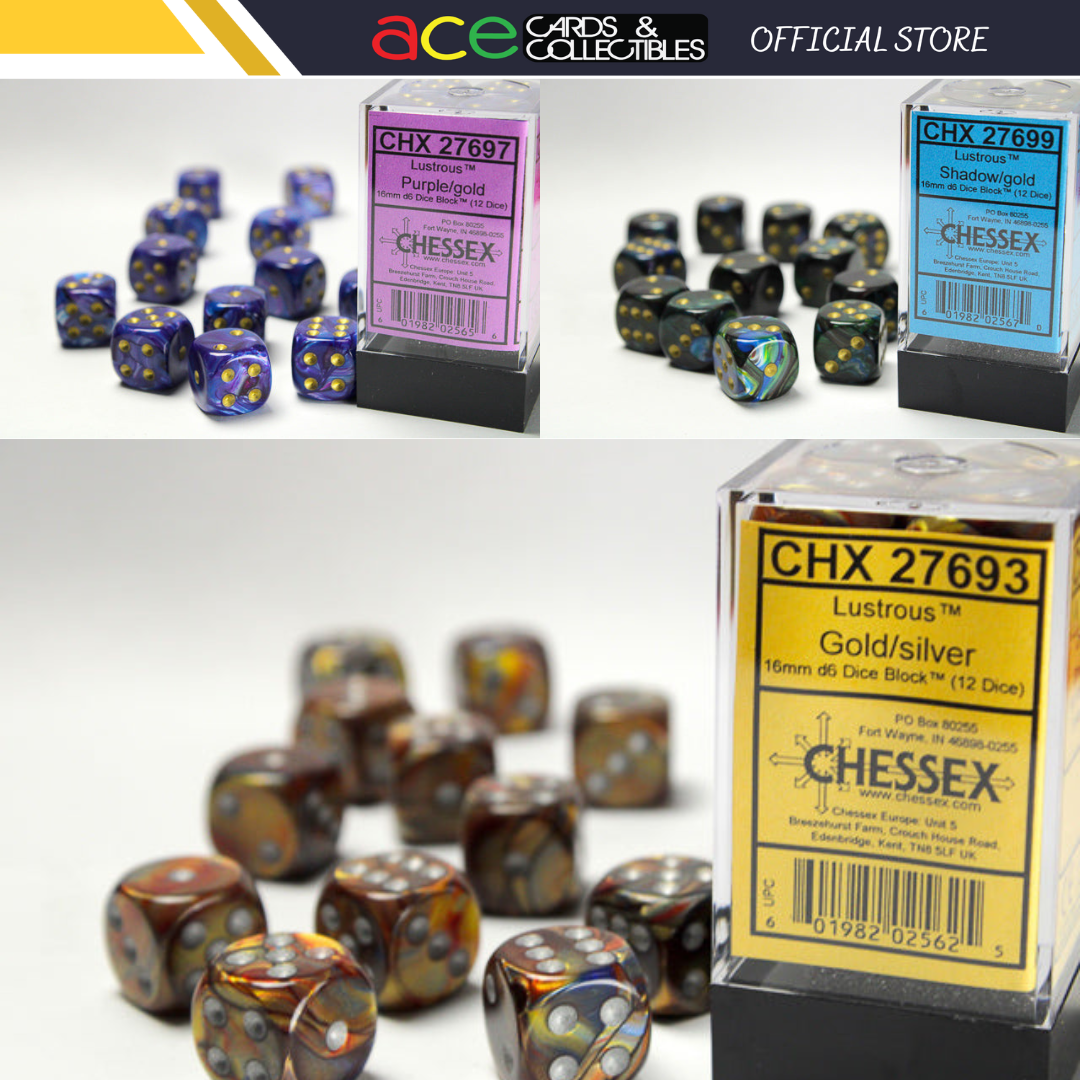 Chessex Dice Lustrous Polyhedral 16mm D6 Dice Set-Gold/Silver-Chessex-Ace Cards &amp; Collectibles