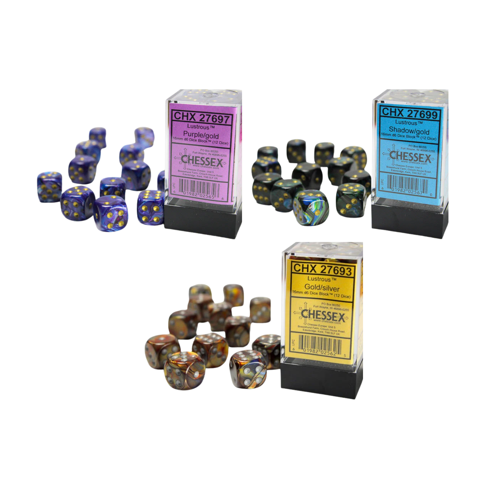 Chessex Dice Lustrous Polyhedral 16mm D6 Dice Set-Gold/Silver-Chessex-Ace Cards & Collectibles