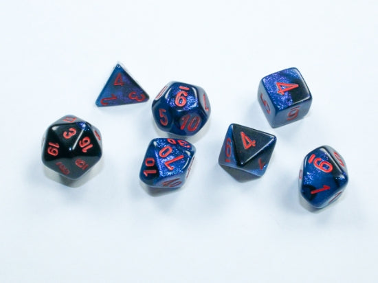 Chessex Dice Mini-Hedral 7-Die Sets (209AA)-BlackStarlight/red-Chessex-Ace Cards & Collectibles