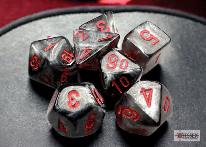 Chessex Dice Mini-Hedral 7-Die Sets (209AA)-Black/red-Chessex-Ace Cards & Collectibles