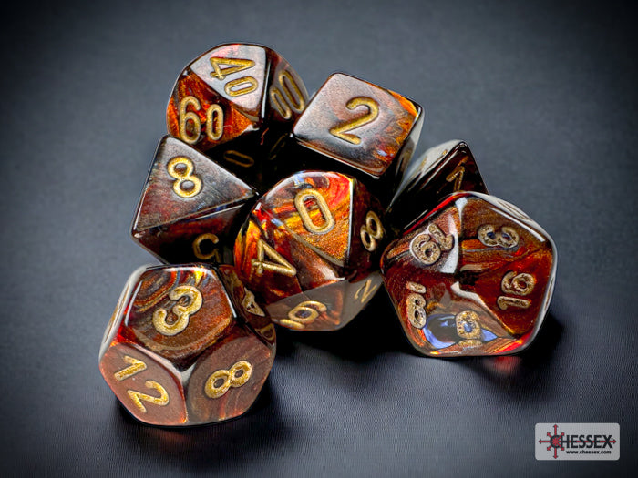 Chessex Dice Mini-Hedral 7-Die Sets (209AA)-Blue Blood™/gold-Chessex-Ace Cards & Collectibles