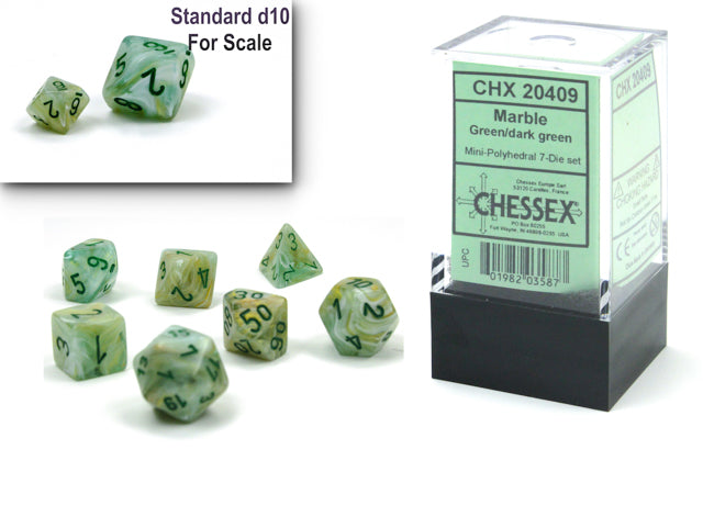 Chessex Dice Mini-Hedral 7-Die Sets (209AA)-Green/dark green-Chessex-Ace Cards & Collectibles
