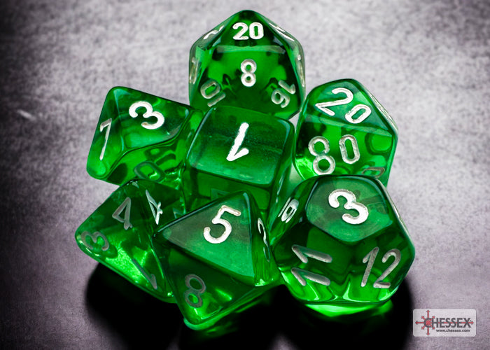 Chessex Dice Mini-Hedral 7-Die Sets (209AA)-Green/white-Chessex-Ace Cards & Collectibles