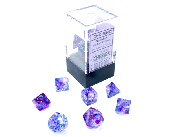 Chessex Dice Mini-Hedral 7-Die Sets (209AA)-Nocturnal™/blue-Chessex-Ace Cards & Collectibles