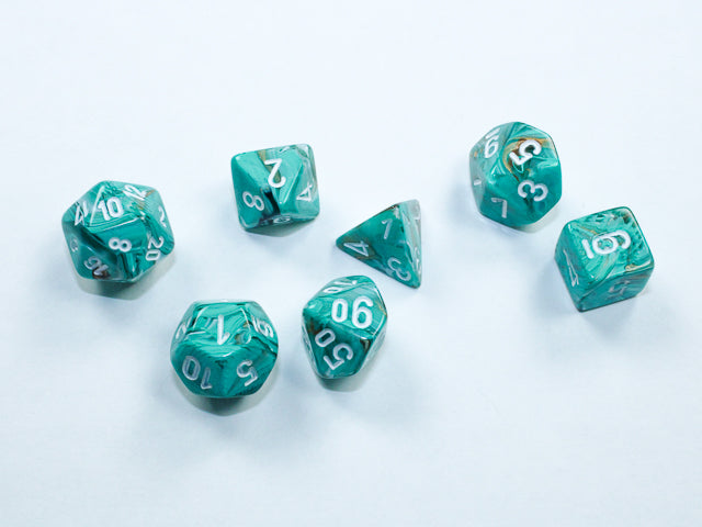 Chessex Dice Mini-Hedral 7-Die Sets (209AA)-Oxi-Copper™/white-Chessex-Ace Cards & Collectibles