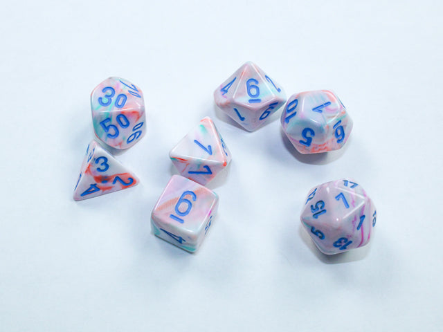 Chessex Dice Mini-Hedral 7-Die Sets (209AA)-Pop Art™/blue-Chessex-Ace Cards & Collectibles