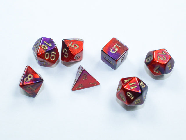 Chessex Dice Mini-Hedral 7-Die Sets (209AA)-Purple-Red/gold-Chessex-Ace Cards & Collectibles