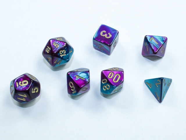 Chessex Dice Mini-Hedral 7-Die Sets (209AA)-Purple-Teal/gold-Chessex-Ace Cards & Collectibles