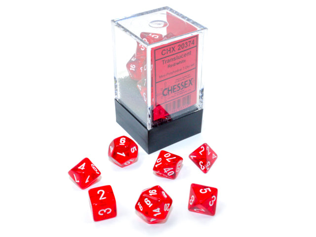 Chessex Dice Mini-Hedral 7-Die Sets (209AA)-Red/white-Chessex-Ace Cards & Collectibles