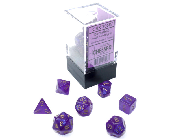 Chessex Dice Mini-Hedral 7-Die Sets (209AA)-RoyalPurple/goldLum-Chessex-Ace Cards & Collectibles