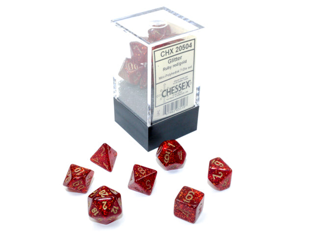 Chessex Dice Mini-Hedral 7-Die Sets (209AA)-Ruby/gold-Chessex-Ace Cards & Collectibles