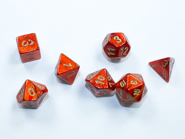 Chessex Dice Mini-Hedral 7-Die Sets (209AA)-Scarlet/gold-Chessex-Ace Cards & Collectibles