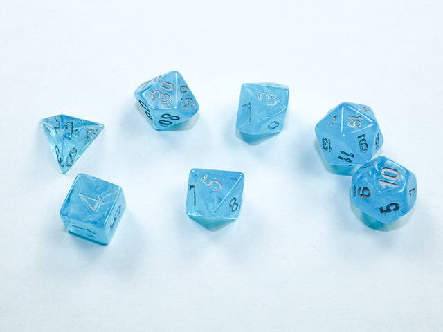Chessex Dice Mini-Hedral 7-Die Sets (209AA)-Sky/silver-Chessex-Ace Cards & Collectibles