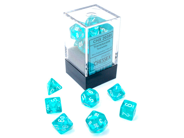 Chessex Dice Mini-Hedral 7-Die Sets (209AA)-Teal/white-Chessex-Ace Cards & Collectibles