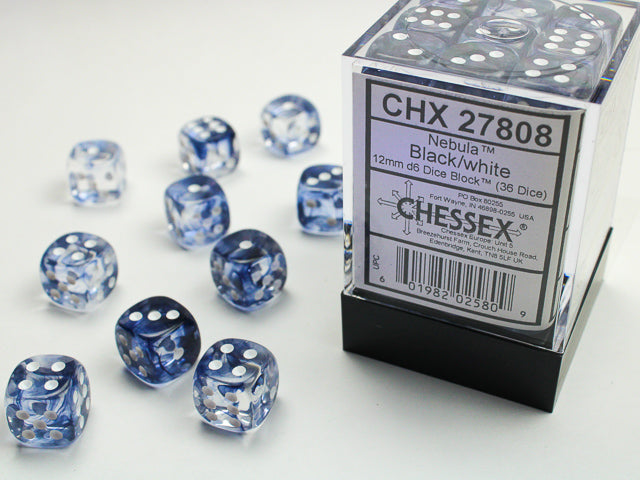 Chessex Dice Nebula Polyhedral 12mm D6 Dice Set-Black/White-Chessex-Ace Cards &amp; Collectibles