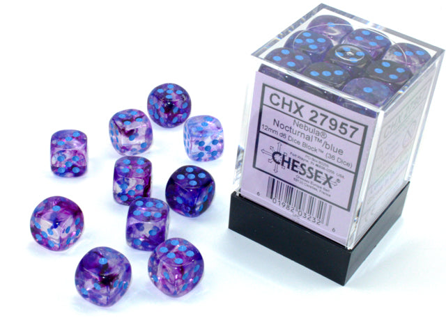 Chessex Dice Nebula Polyhedral 12mm D6 Dice Set-Nocturnal/Blue Luminary-Chessex-Ace Cards &amp; Collectibles