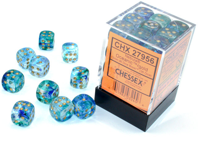 Chessex Dice Nebula Polyhedral 12mm D6 Dice Set-Oceanic/Gold Luminary-Chessex-Ace Cards &amp; Collectibles