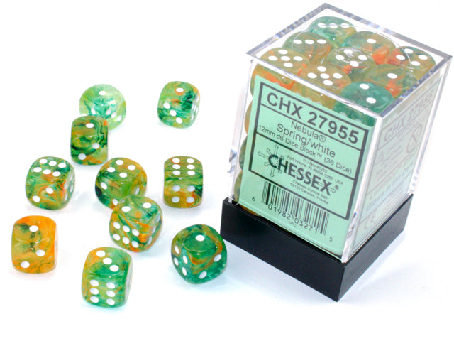 Chessex Dice Nebula Polyhedral 12mm D6 Dice Set-Spring/White Luminary-Chessex-Ace Cards &amp; Collectibles